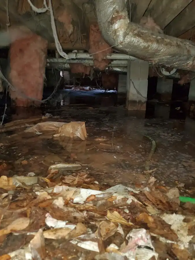 Crawl space flood assessment for Commercial Water Damage Restoration in Savoy